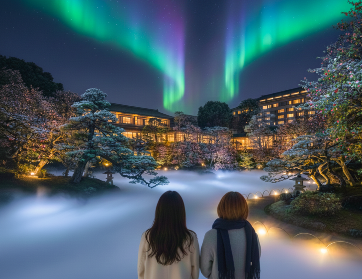 森のオーロラと東京雲海